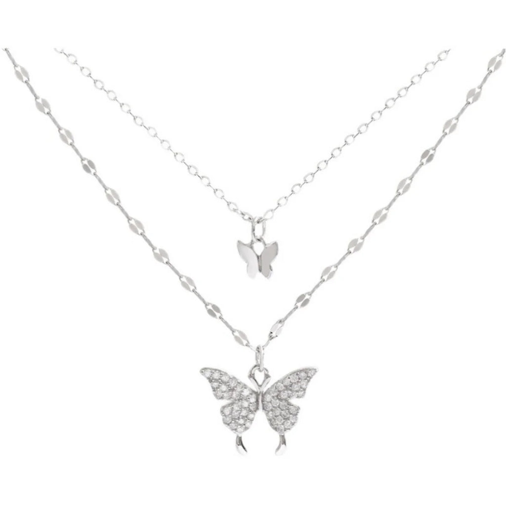 Shiny Double Layer Butterfly Necklace
