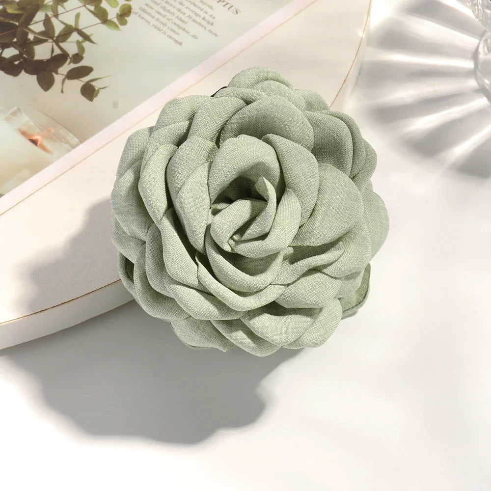 16 Colors Cotton Fabric Rose Flower Hair Claw Clips