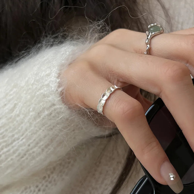 925 Silver Plated Jade Bamboo Ring
