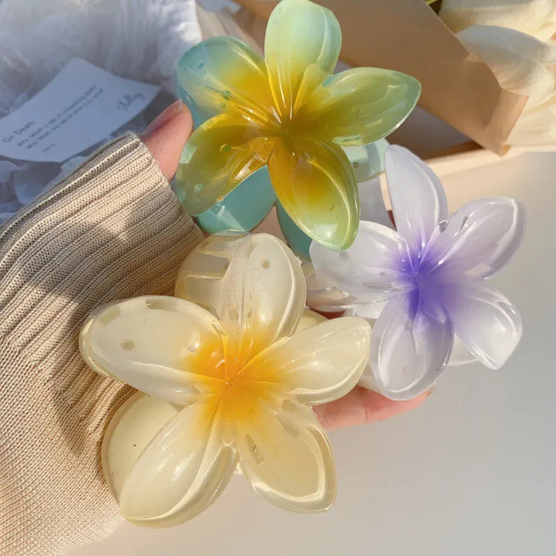 New Hawaiian Gradient Flower Hair Clips