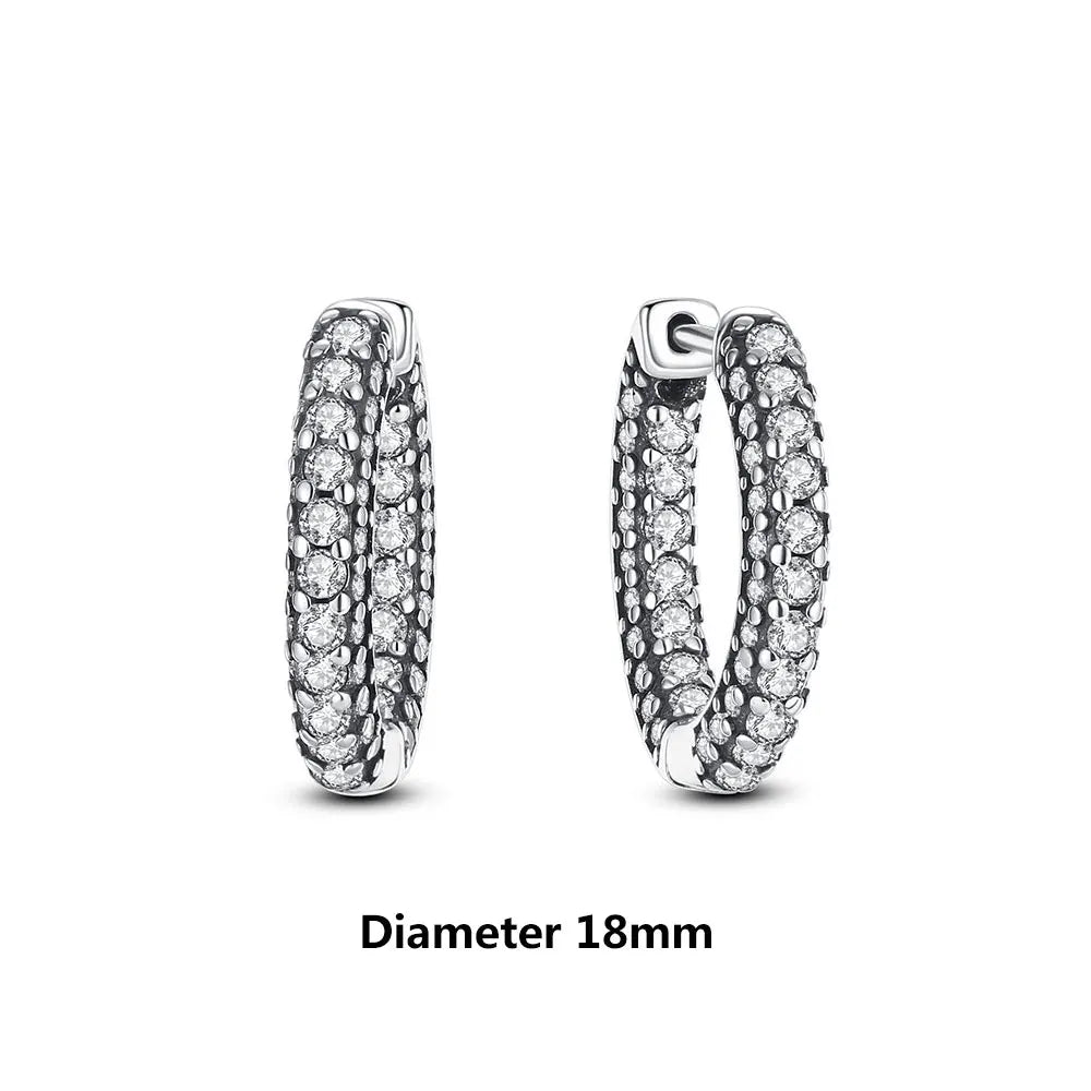925 Sterling Silver Stud & Hoop Earrings Set