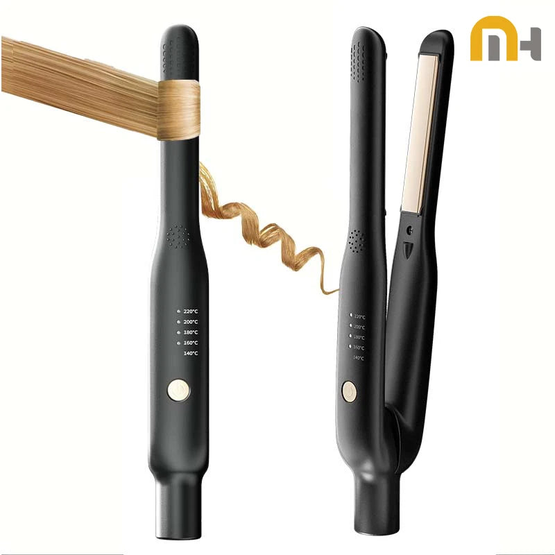 2-in-1 Mini Hair Straightener & Curler – Ceramic Fast Heating Portable Flat Iron