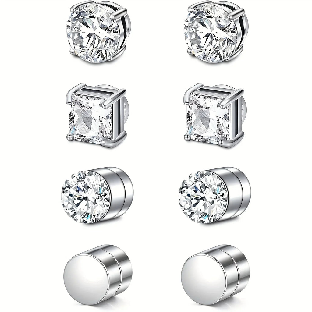Crystal Magnetic Ear Stud Clip Earrings