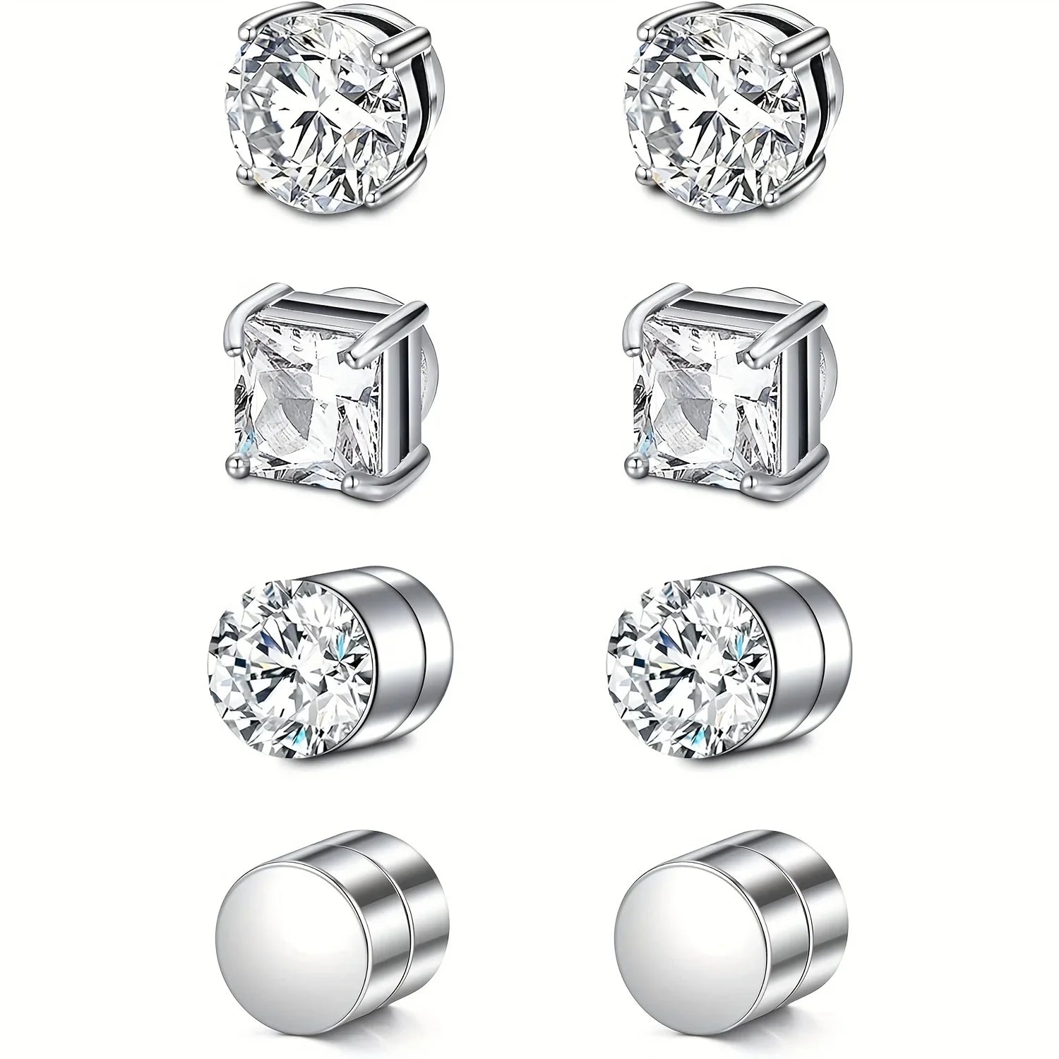 Crystal Magnetic Ear Stud Clip Earrings