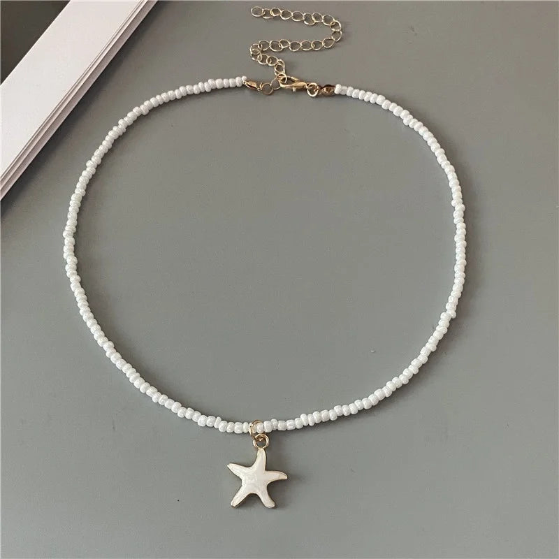 Cute Romantic Starfish Short Necklace