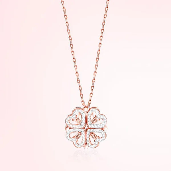 Heart Four Leaf Clover Pendant Necklace