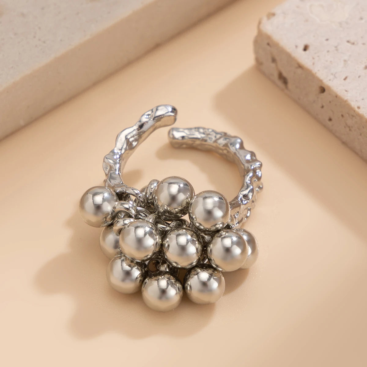Irregular Ball Ring Punk Style Opening Ring