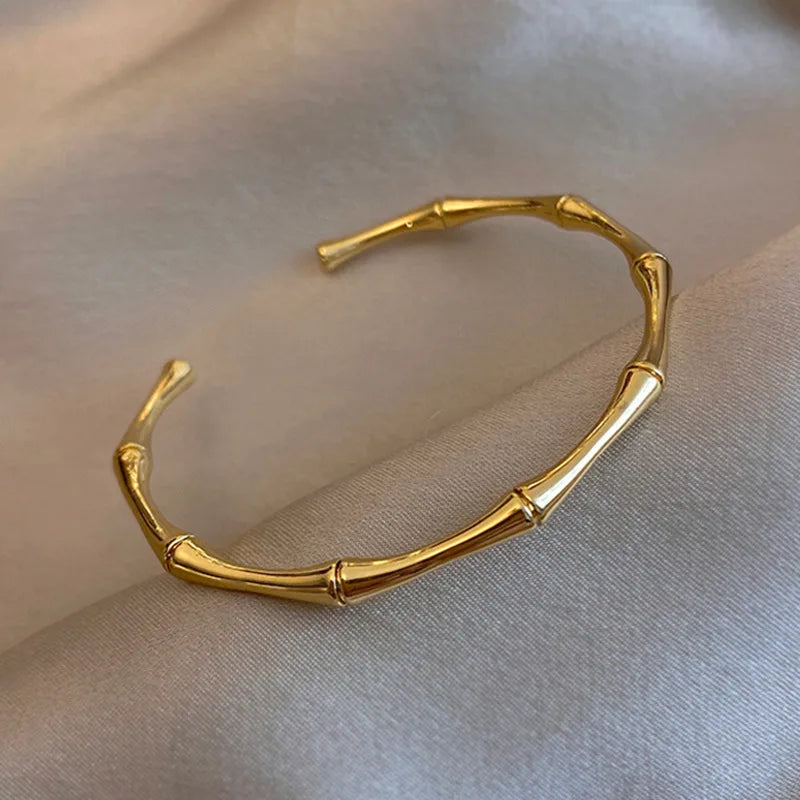 Gold Stainless Steel Titanium Roman Bangle Bracelet