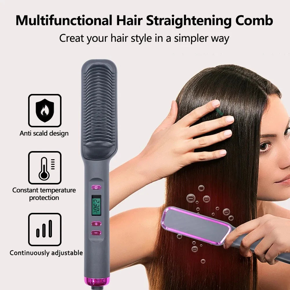 Electric Hot Comb – Negative Ion Anti-Scald Hair Straightening Styling Brush