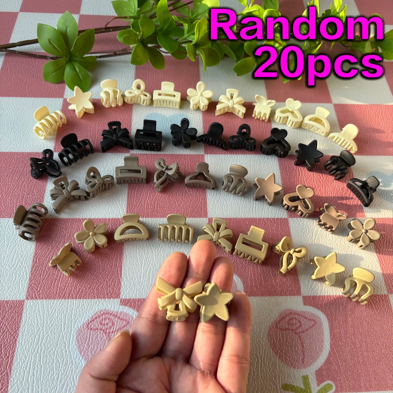 Beige mini hair clips set (5–30 pcs), cute everyday accessories for daily use, occasions, and travel.