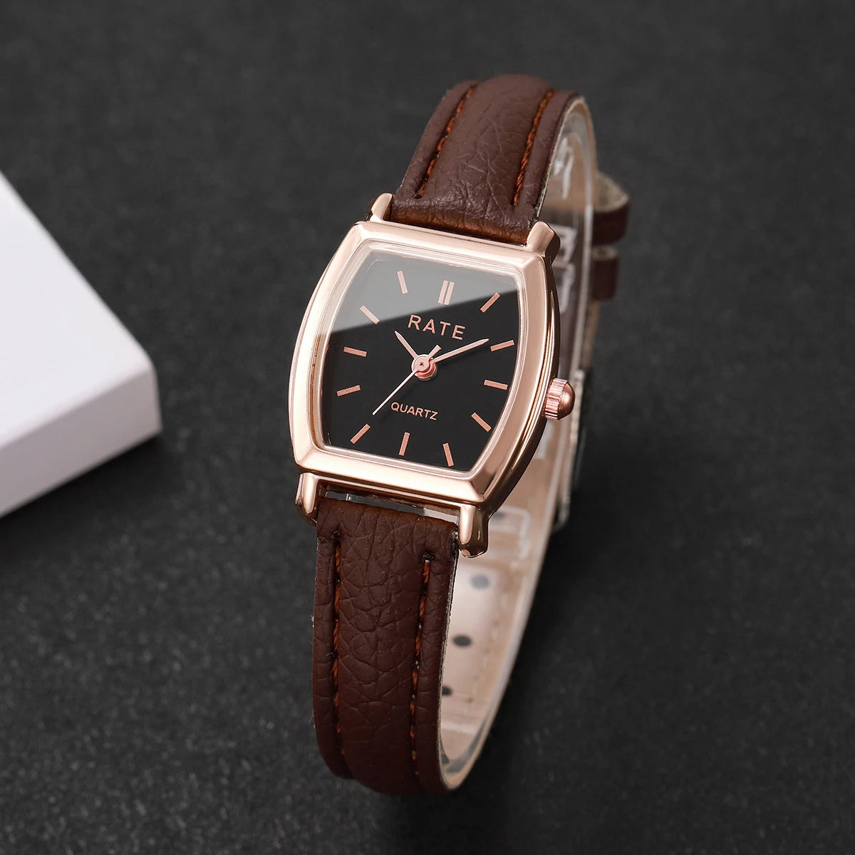 Women’s Fashion Arabic Dial Quartz Watch – Leather Band Wristwatch
