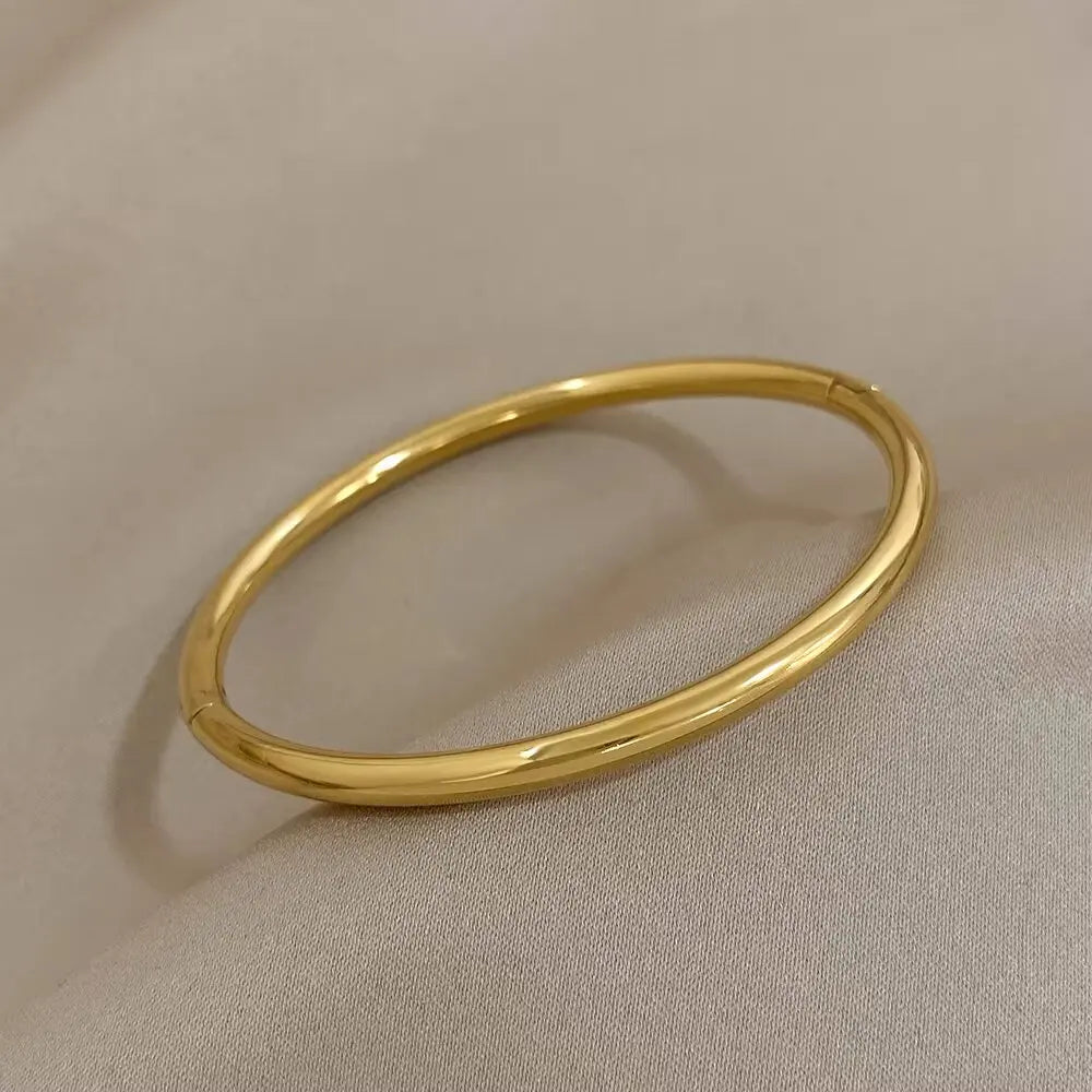 Gold Stainless Steel Titanium Roman Bangle Bracelet