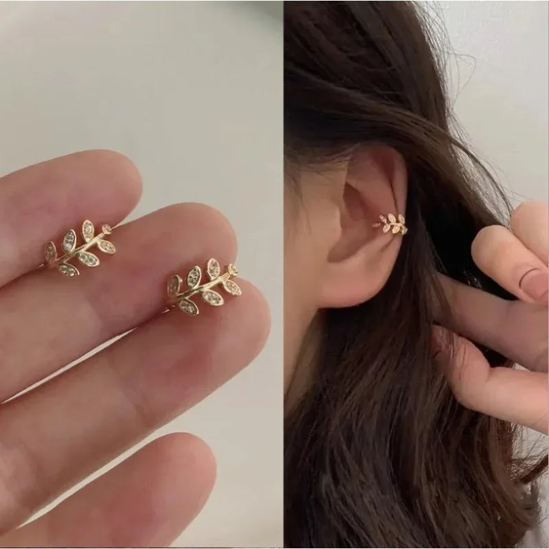 Cute Metal Leaf Ear Cuff Clip Earrings