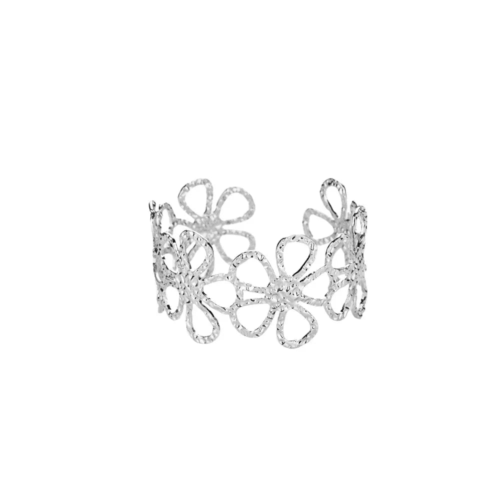Exquisite Classic Bump Pattern Open Cuff Bracelet – Gold Stainless Steel