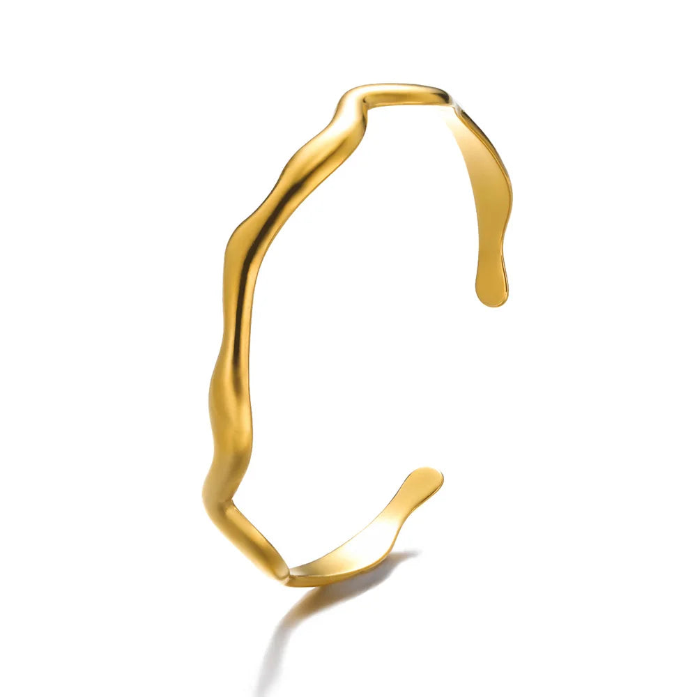 Exquisite Classic Bump Pattern Open Cuff Bracelet – Gold Stainless Steel