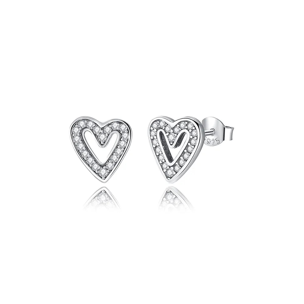 925 Sterling Silver Stud & Hoop Earrings Set