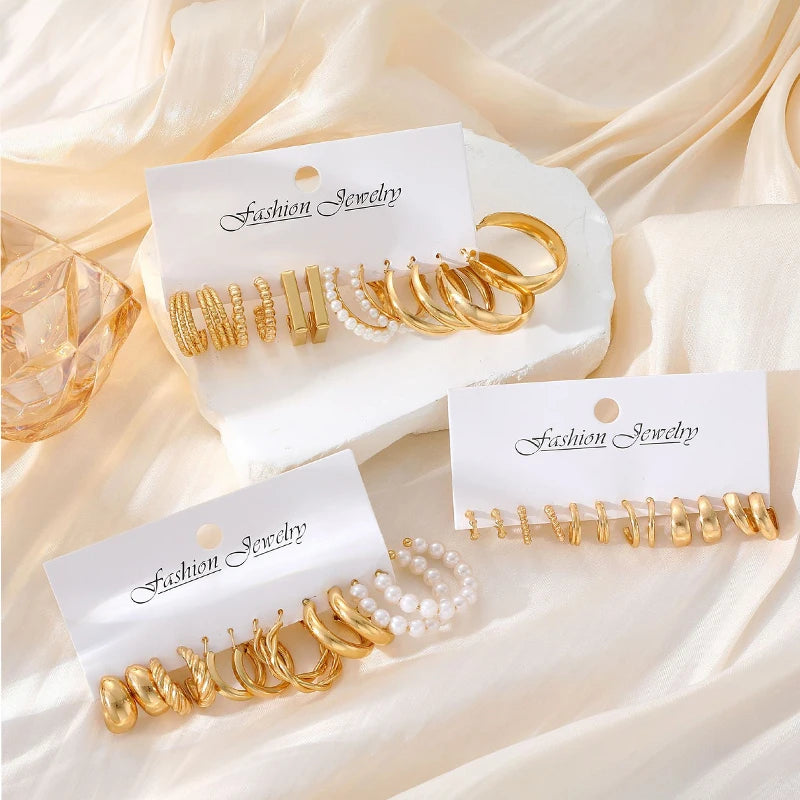 Geometric Hoop Earrings Set