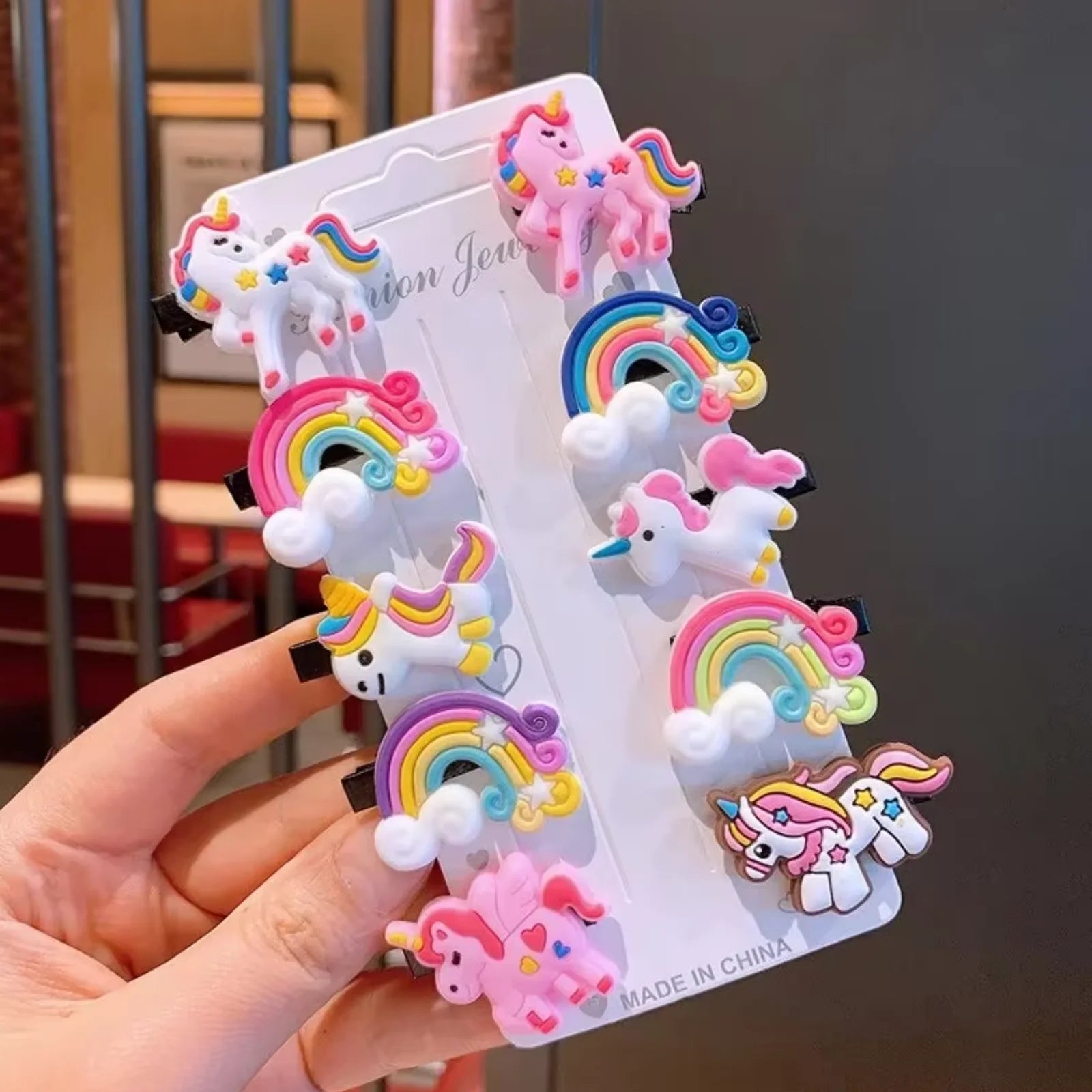 10PCS Cartoon Unicorn Hair Clips Set for Girls