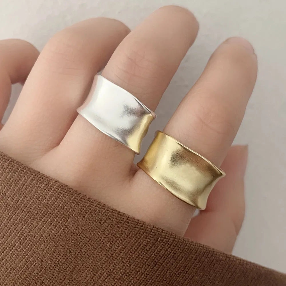 925 Silver Open Wide Gold Ring