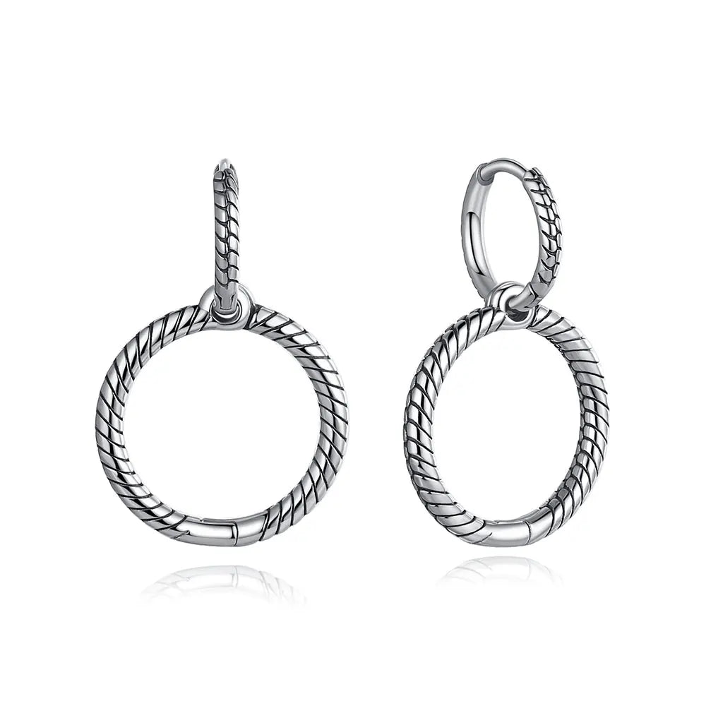 925 Sterling Silver Stud & Hoop Earrings Set