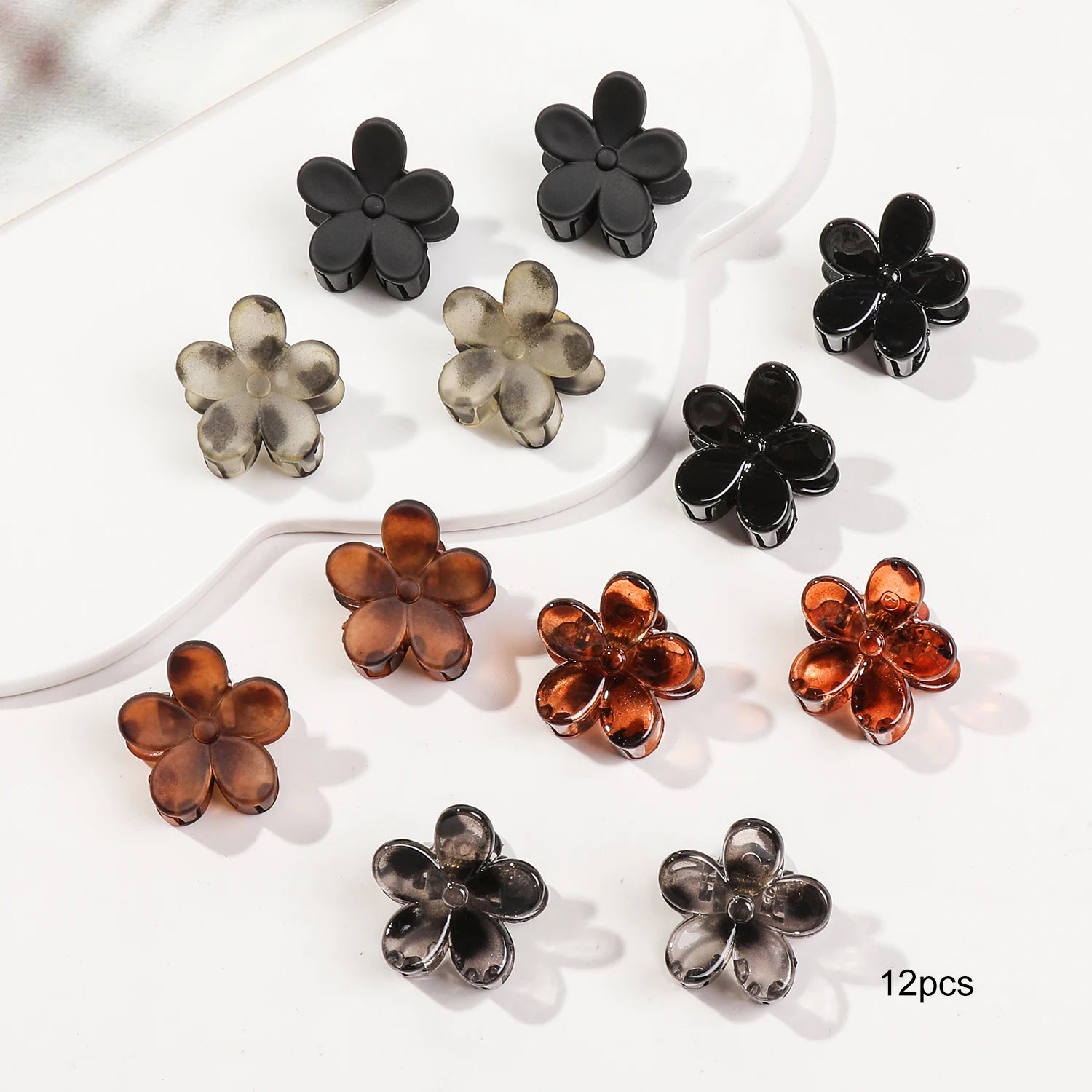 12/24/30Pcs Mini Flower Hair Claw Clips Pack