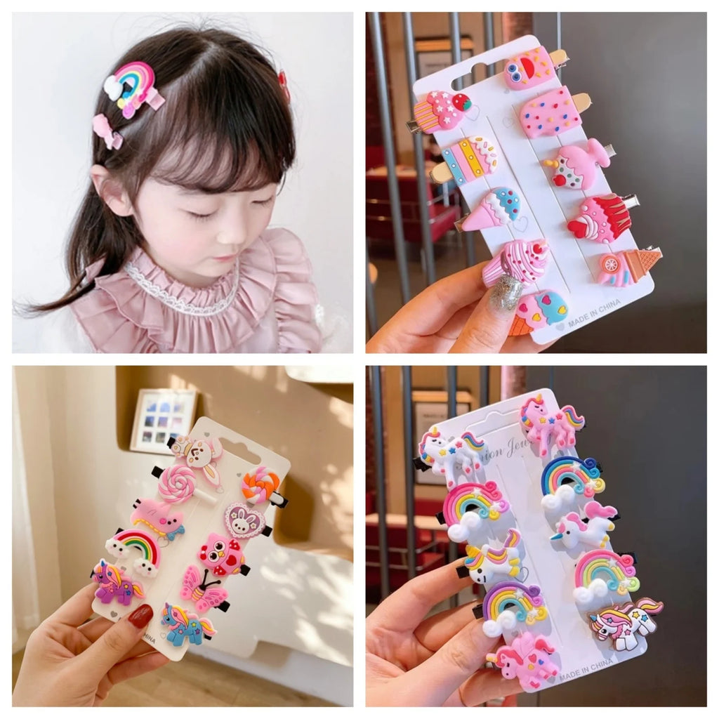 10PCS Cartoon Unicorn Hair Clips Set for Girls