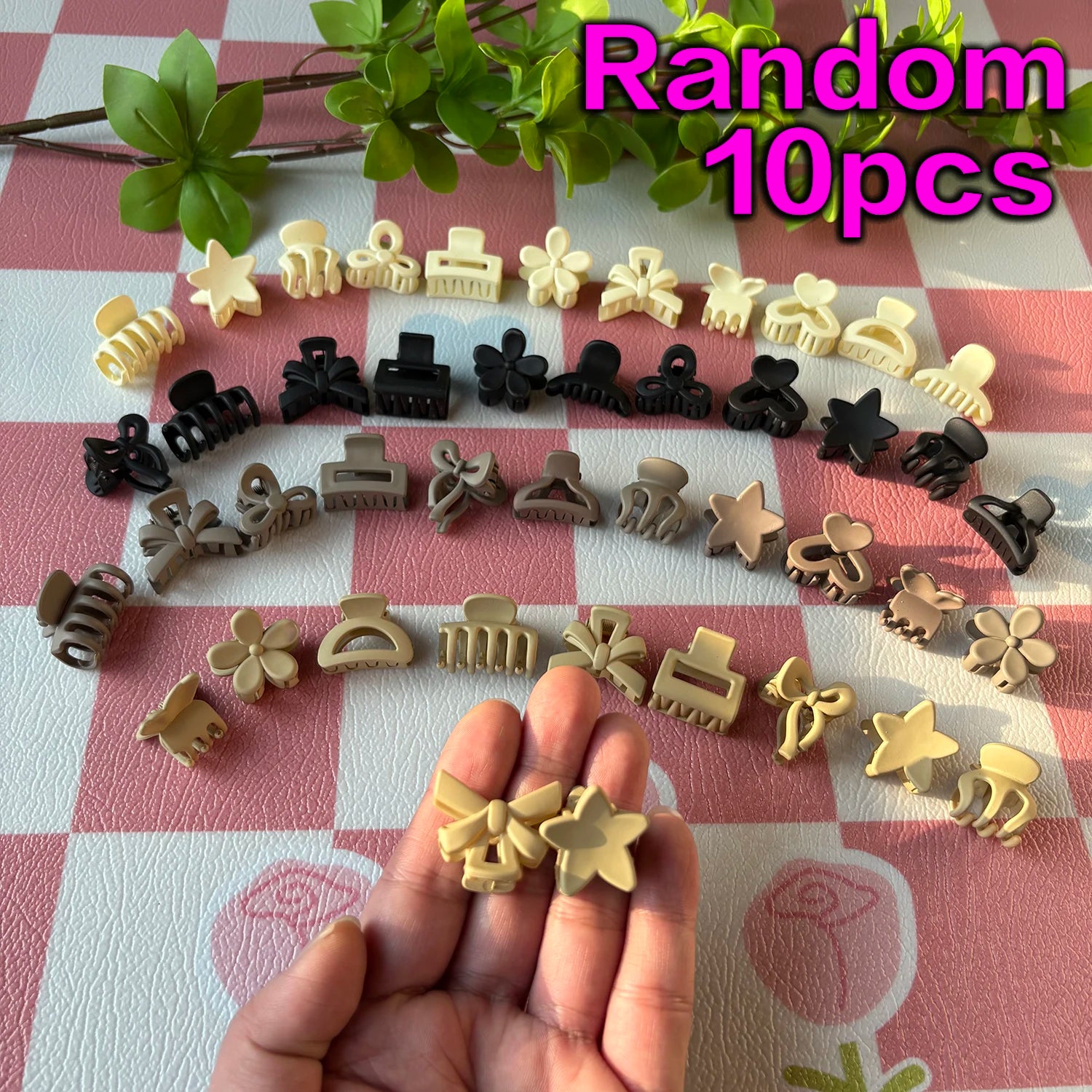 Beige mini hair clips set (5–30 pcs), cute everyday accessories for daily use, occasions, and travel.