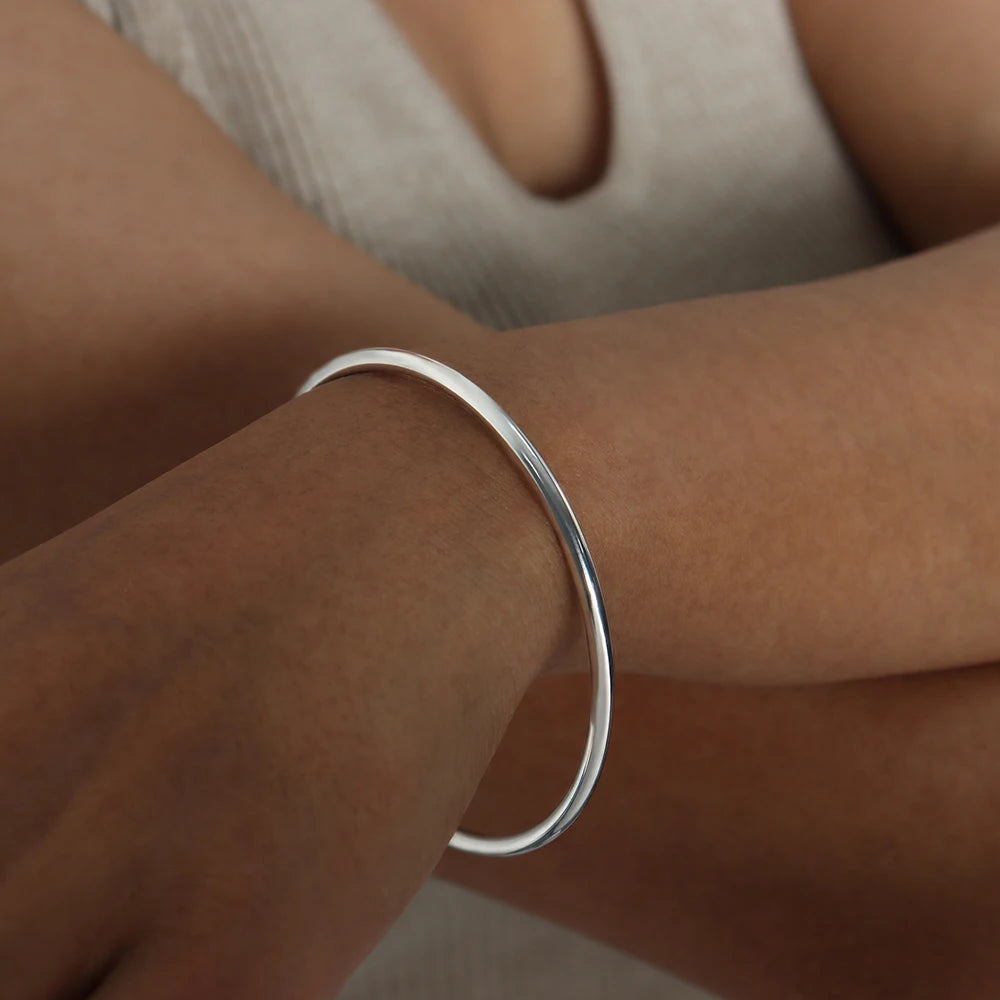Fadeless Stainless Steel Bangle Bracelet For Women Non Fading Circular Minimalist Women's Hand Bracelets Woman Luxury Jewelry