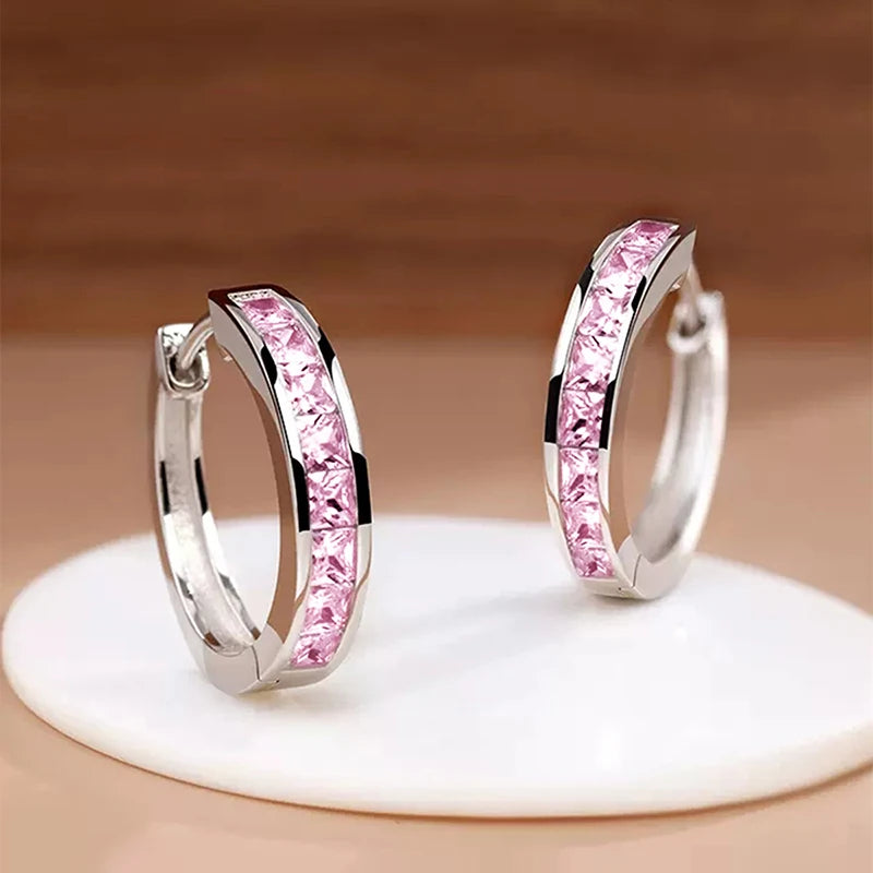 Classic Square CZ Hoop Earrings
