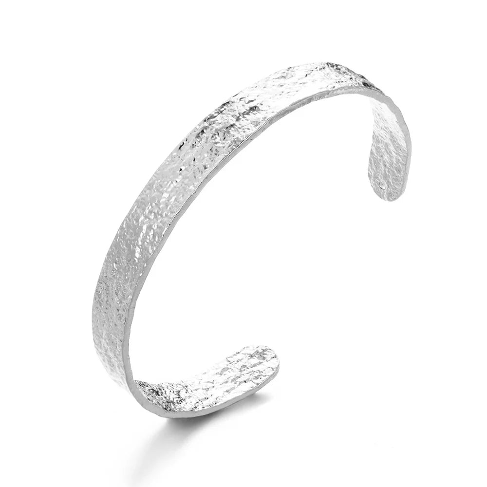 Exquisite Classic Bump Pattern Open Cuff Bracelet – Gold Stainless Steel