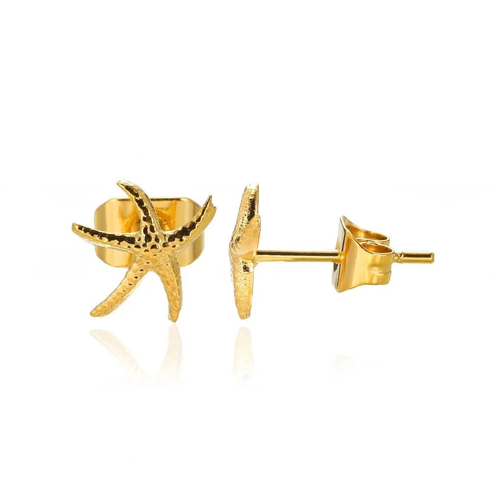 Vintage Starfish Stainless Steel Stud Earrings