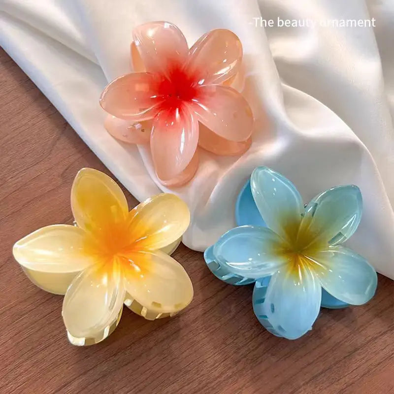 New Hawaiian Gradient Flower Hair Clips