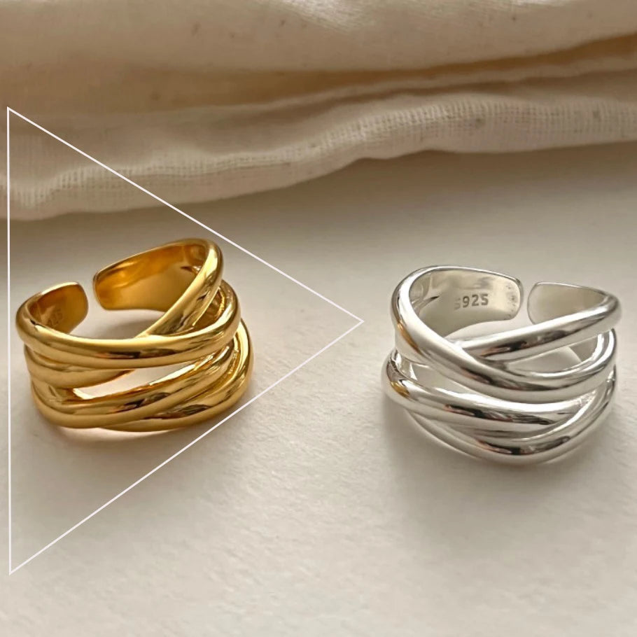 925 Silver Twisted Croissant Ring