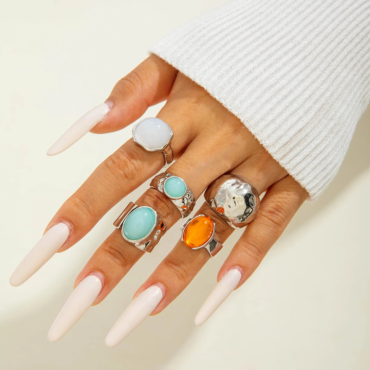 Luxury Pearl Open Ring Set – Gold Jewelry