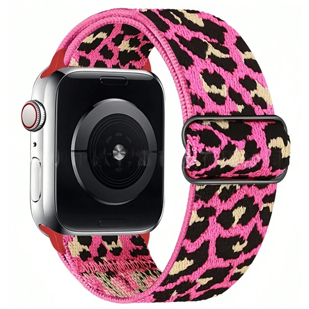 Fashion Leopard Nylon Strap for Apple Watch 38mm–49mm