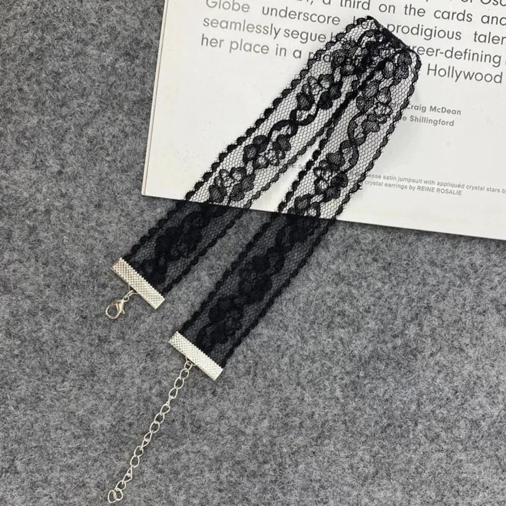 Black Lace Flower Choker Necklace