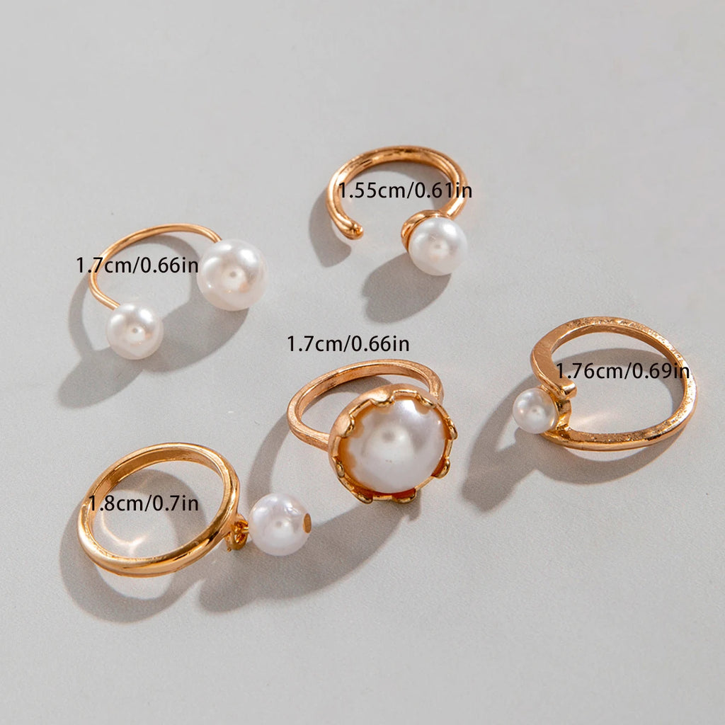 Luxury Pearl Open Ring Set – Gold Jewelry