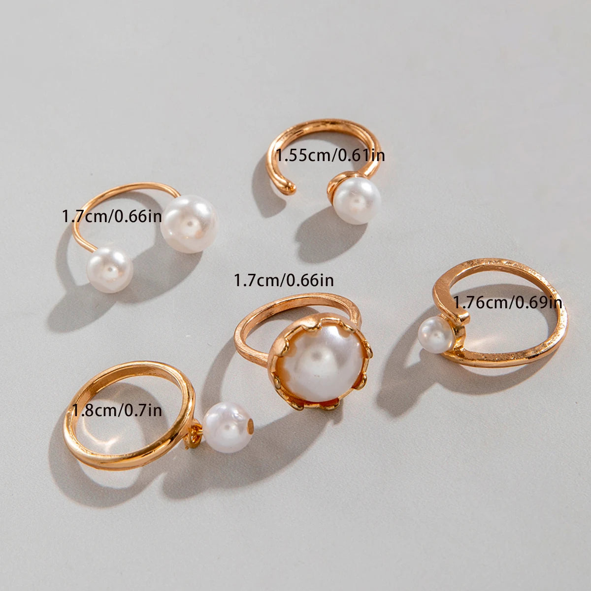 Luxury Pearl Open Ring Set – Gold Jewelry