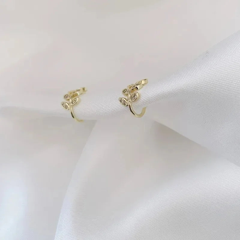 Cute Metal Leaf Ear Cuff Clip Earrings