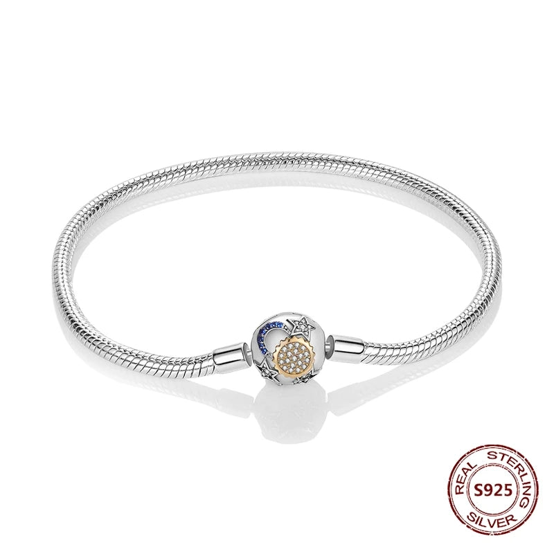 Star Moon Sun 925 Silver Charm Bracelet