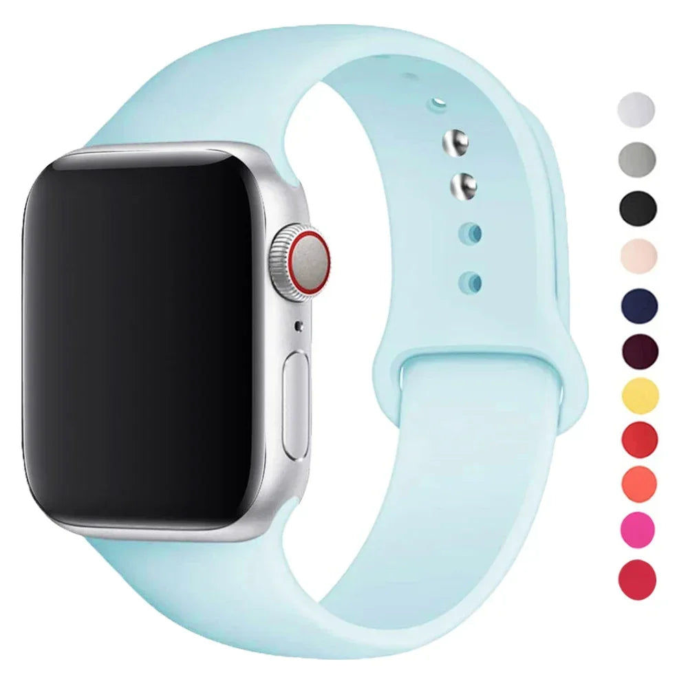 Glass + Case + Silicone Strap Set for Apple Watch 38mm–45mm