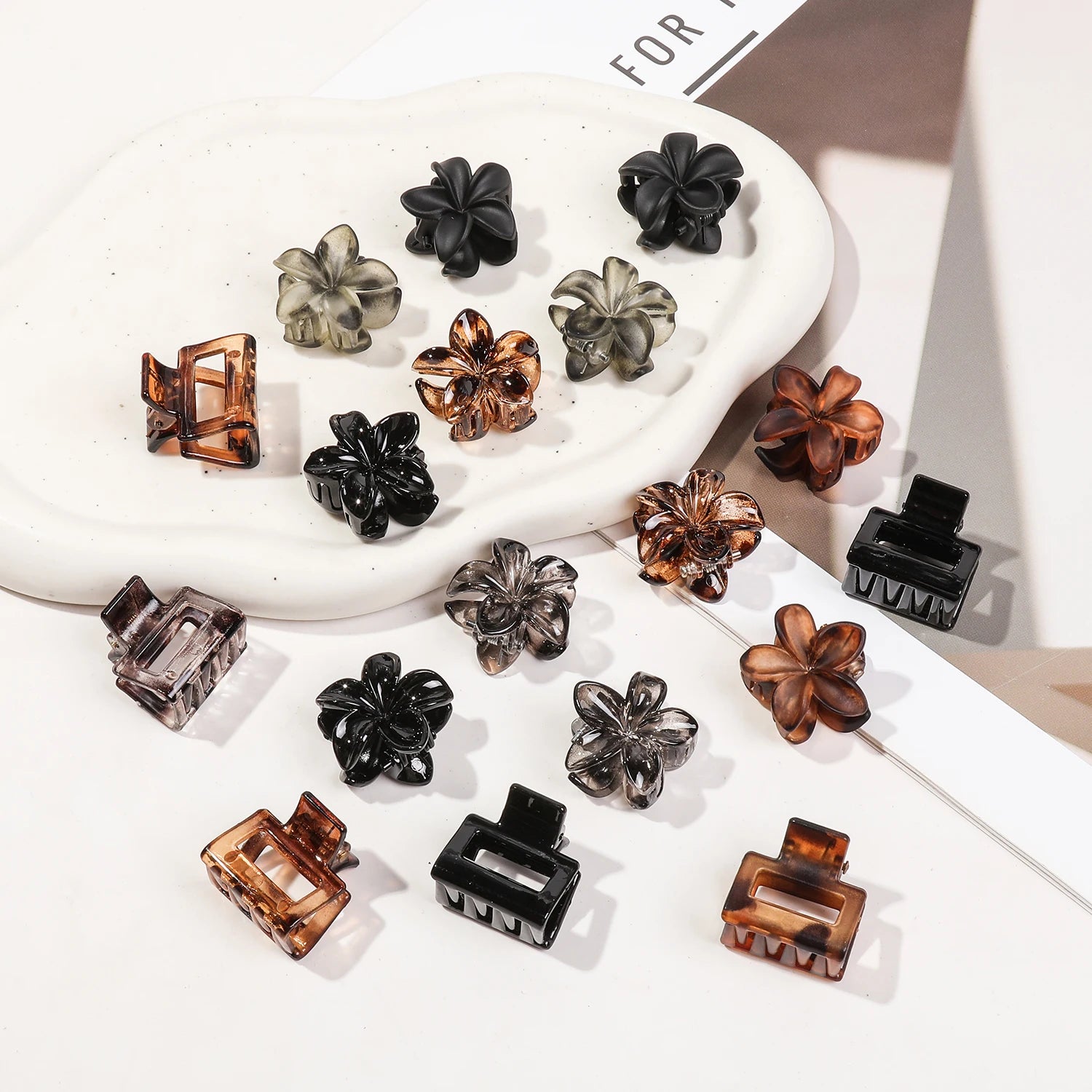 12/24/30Pcs Mini Flower Hair Claw Clips Pack