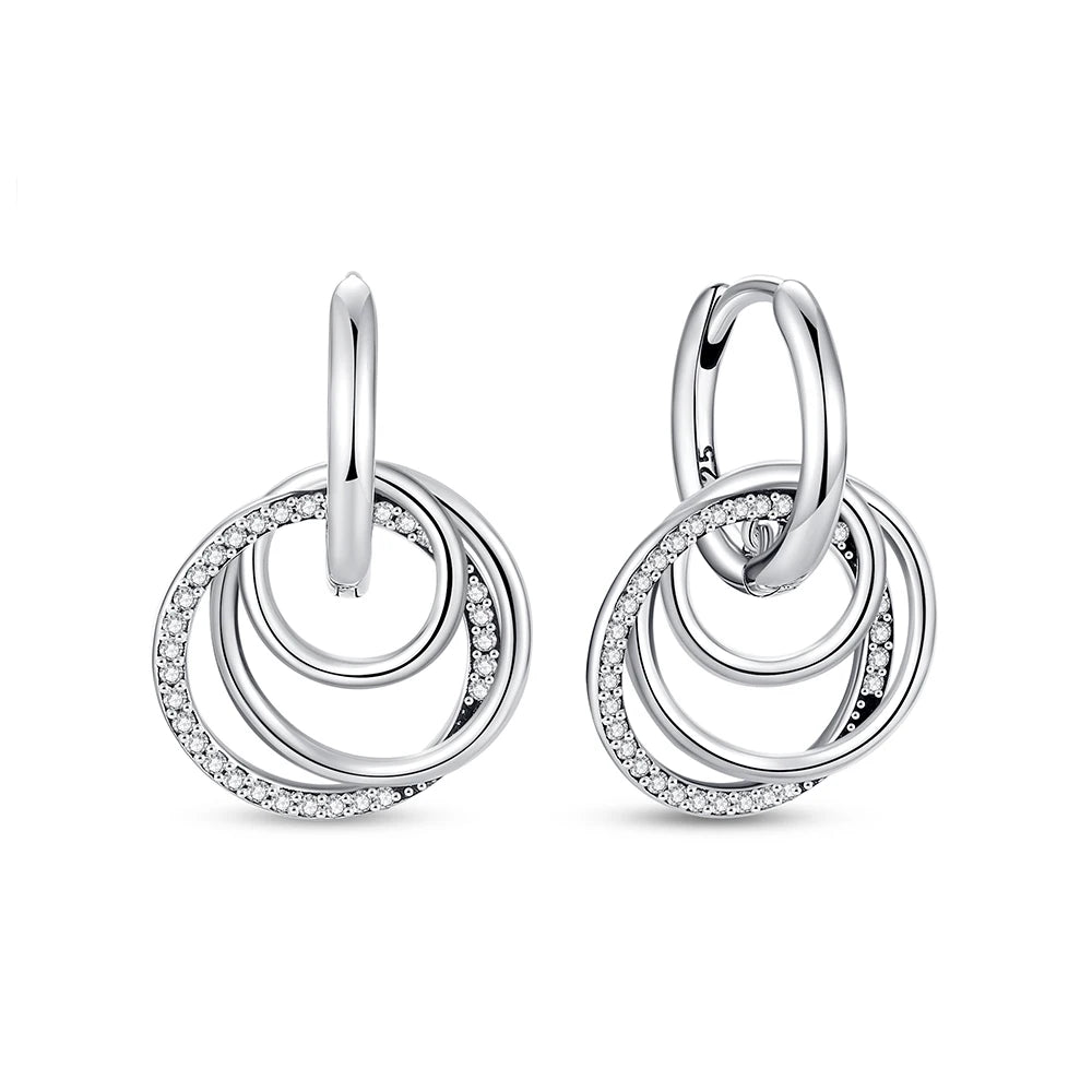 925 Sterling Silver Stud & Hoop Earrings Set