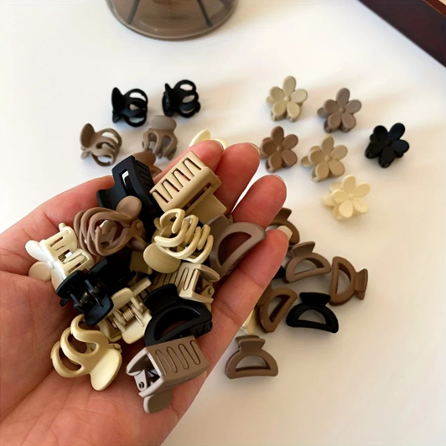 Beige mini hair clips set (5–30 pcs), cute everyday accessories for daily use, occasions, and travel.