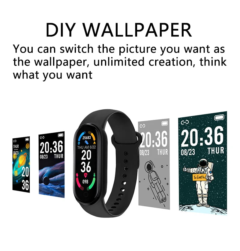 M6 Smart Watch Fitness Band – Heart Rate & Blood Pressure Monitor Waterproof Sports Bracelet