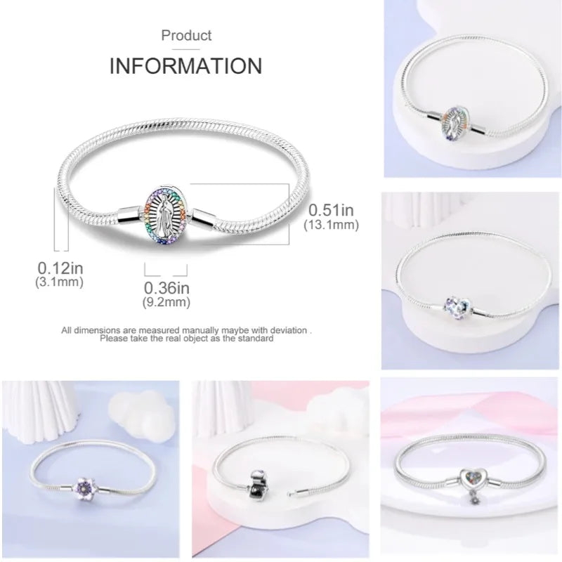 Star Moon Sun 925 Silver Charm Bracelet