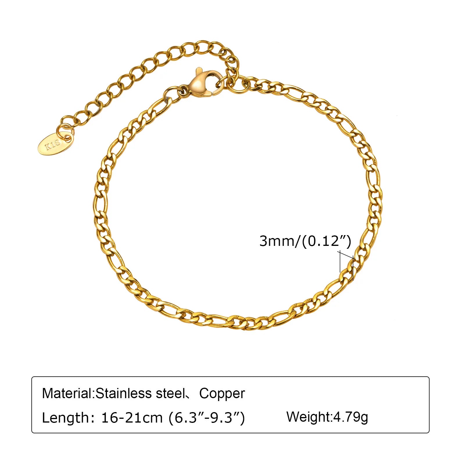 Waterproof Stainless Steel Chain Bracelet – Gold