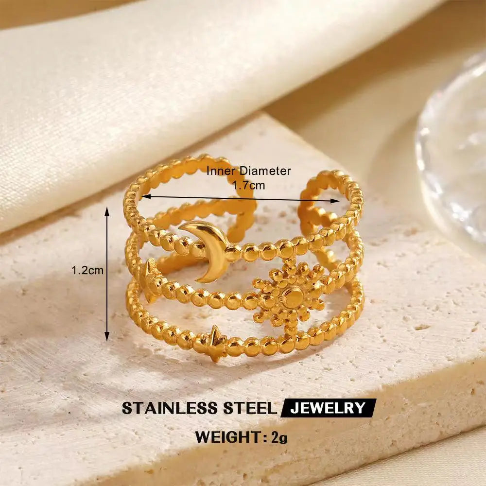 Gold Stainless Steel Heart Ring – Hollow Waterproof