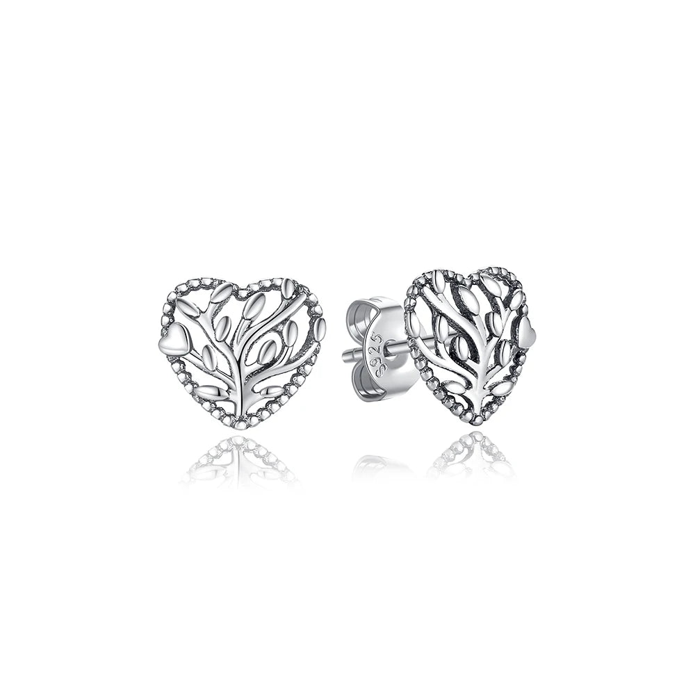 925 Sterling Silver Stud & Hoop Earrings Set