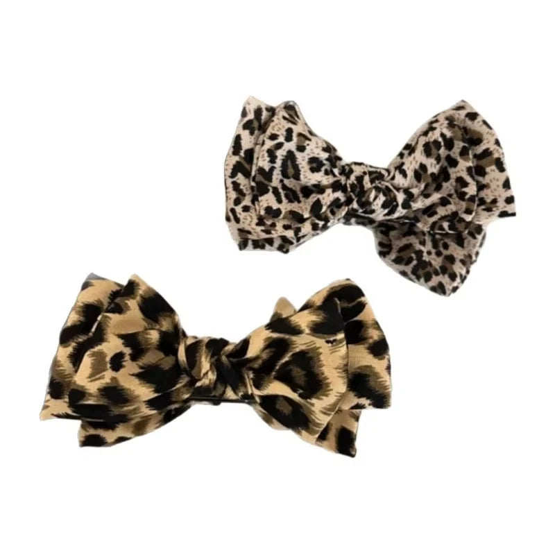 Leopard Print Bow Bun Hair Clip